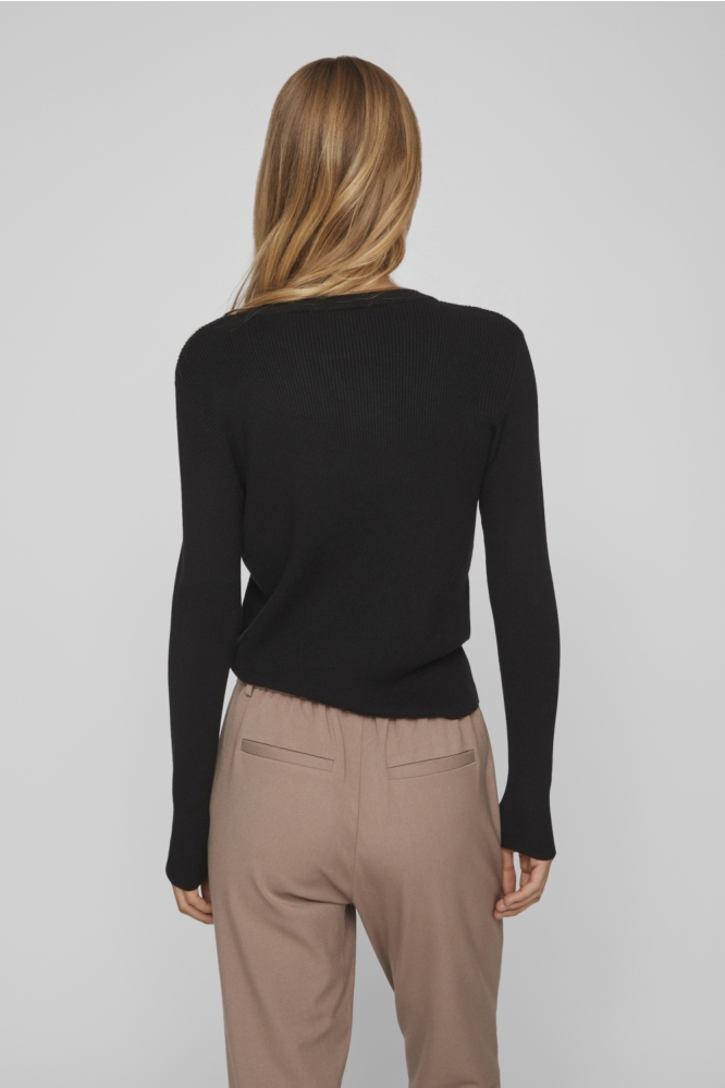 VICOMFY O-NECK L/S KNIT TOP- NOOS 14084325 BLACK
